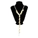 Kenjudess Lariat Gold Long Necklace Dainty Layered Pearl Disc Leaf Pendant Y-Shaped Beaded Chain Drop Necklace for Women Trendy Boho Fashion Costume Jewelry (Gold Y Disc Pendant Tassel Lariat Necklace)