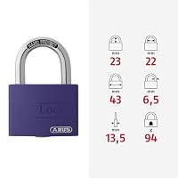 ABUS Vorhängeschloss T65AL/40 myLOCK - individuell beschreibbar - Spindschloss - massiver Aluminium-Schlosskörper - ABUS-Sicherheitslevel 5 - Lila – Ansicht 2