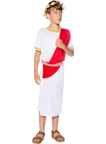 Funidelia | Disfraz de romano para niño Gladiador, Centurión, Culturas & Tradiciones - Disfraz para niños y divertidos accesorios para Fiestas, Carnaval y Halloween - Talla 7-9 años - Marrón