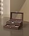 SONGMICS Watch Box, 12-Slot Watch Case Organizer with Large Glass Lid, 2 Layers, Removable Pillows, Metal Lock, Gift for Loved Ones, Brown Synthetic Leather, Brown Lining UJWB012K01
