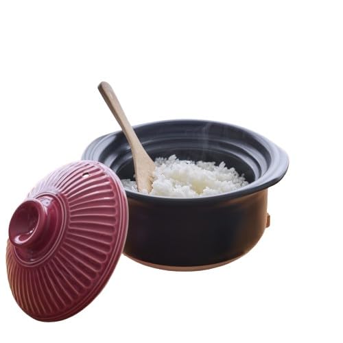 銀峯 GINPO 萬古焼 一人用土鍋 菊花 3合 紅梅 直火 レンジ 炊飯 容量1.8L 蓋付き