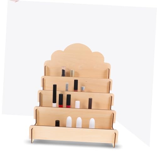 Expositor de tarjetas de madera escalonado robusto para exhibición de postales 7
