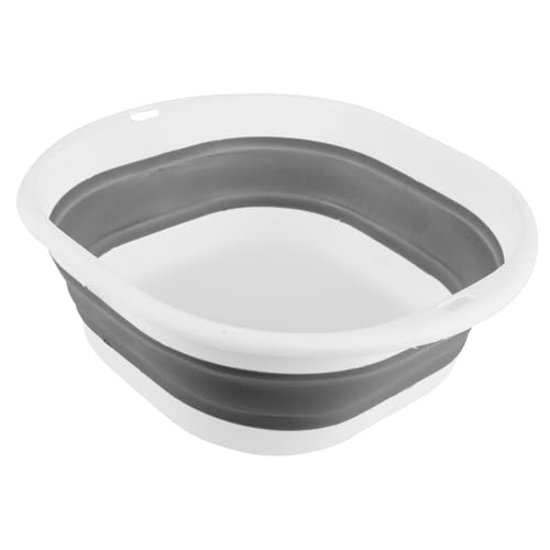 HAPINARY Foldable Face Washing Basin Portable Multi-use Wash Tub for Bathing Travel and Camping Lightweight and Space-Saving Design Hook for Easy Storage Adorable Grey All Ages