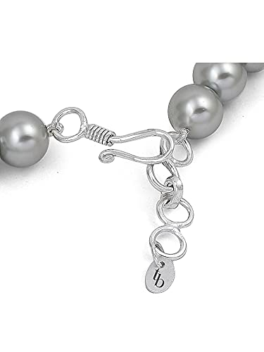 Taruna Biyani Silver Gray Imitation Pearl 10mm Bead Size Strand Necklace Mala Set for Women (PS106) - Image 7