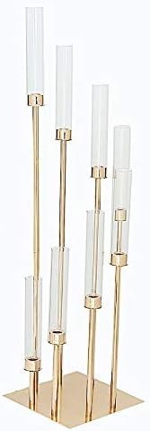 BalsaCircle 41-Inch Tall Gold Candelabra Candle Holder Centerpiece Glass - Wedding Reception Party Dining Table Home Decorations