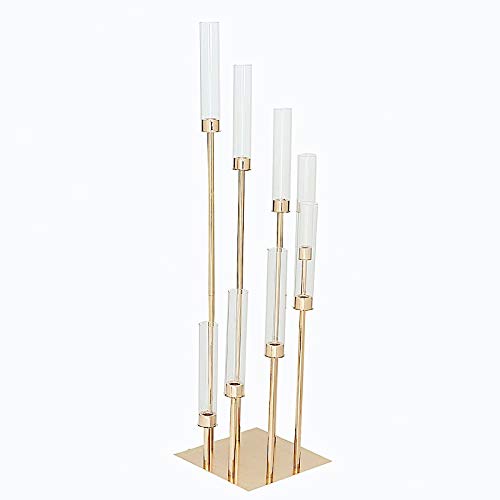 Balsacircle 41-Inch Tall Gold Candelabra Candle Holder Centerpiece Glass - Wedding Reception Party Dining Table Home Decorations #TOP11