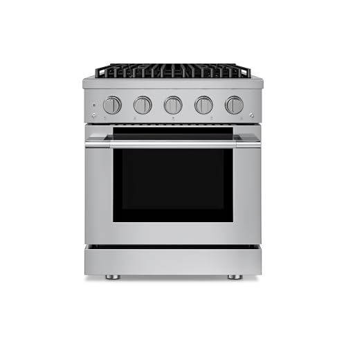 Image of Hauslane 30" Gas Range in Stainless Steel, 4 Burners up to 20,000 BTU 4.2 cu. ft., Convection Oven with 5 Rack Positions, 5-Year Warranty, Convertible NG/LP Cool-Touch Triple-Layer Door