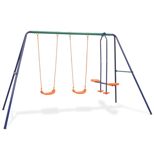 aphrophina Enjoy Outdoor Fun with Swing Set for Kids, 4 Ergonomic Seats, Durable Steel Frame, Easy Assembly, Orange