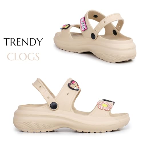 Image of TRASE Double Strap Clogs Sandals for Women | Daily Use Slippers with Adjustable Back Strap | Comfortable Lightweight Waterproof Anti Skid Casual Flip Flops