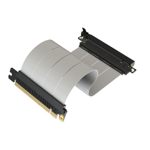 LINKUP PCIE 5.0 Riser Cable | for Vertical GPU Mount | Straight | Graphics Card GPU Ready | Usable with PCIe 4.0 &amp; RX9070/ RTX5090 | 20cm (Total Length: 24cm)