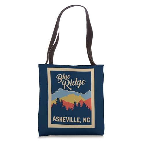 Bolso tote retro de recuerdo turístico de Asheville, Carolina del Norte y las montañas Blue Ridge