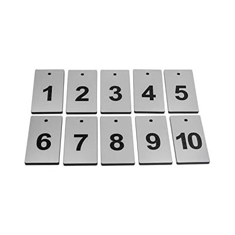 OriginDesigned Key Fobs, Key tags, Key Rings, Numbered 1 to 10 - Silver Rectangular Engraved Numbers, for hotels, guesthouses, B&Bs, corporate Cover