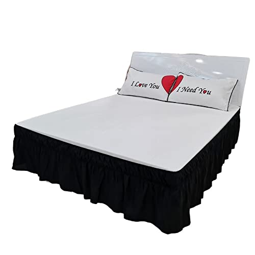 Cubre Somier Falda de cama elástica con volantes de Color sólido, estilo envolvente, fácil de ajustar, faldas de cama con volantes y caída de polvo de 15 pulgadas, esquinas resistentes a la decoloraci