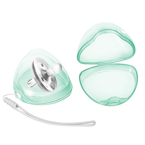 Image of Nisxabebe Pacifier Case,2 Pack BPA Free Pacifier Holder Case with Lanyard for Diaper Bag,Pacifier Container Box for Baby Binky Nipple Travel,Essential Pacifier Accessories,Easy to Clean,Green