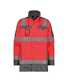 fermeture à boutons-pression DASSY® Limasol Parka haute visibilité - taille XS - ROUGE FLUO/GRIS CIMENT