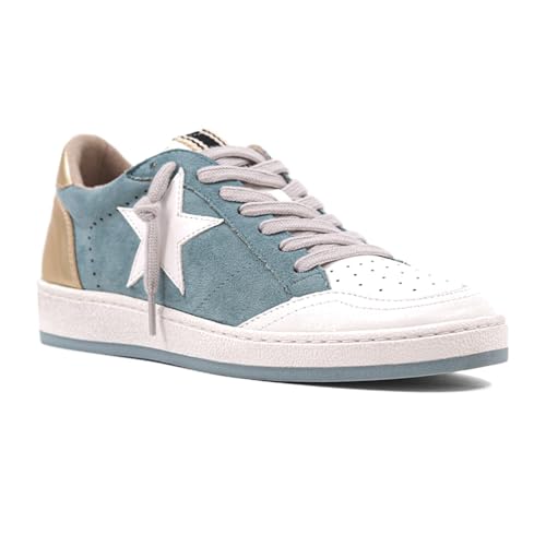 Womens Paz Metallic Lace Up Sneakers Shoes Casual - Green, White2