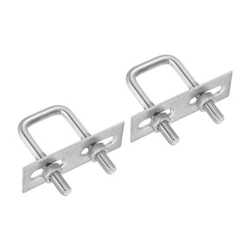 Image of PATIKIL M6x20x50mm Square U-Bolts Kit, 2Set 304 Stainless Steel Square U Shaped Bolts Replacement Parts with Frame Plates and Nuts for Ski Board Sailboat Trailer