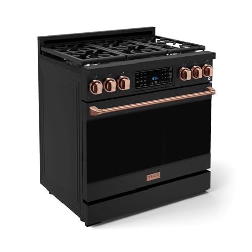 Image of Gordon Ramsay by THOR Kitchen 36 Inch Professional Liquid Propane Range with Tilt Panel Touch Control in Black /Rose Gold