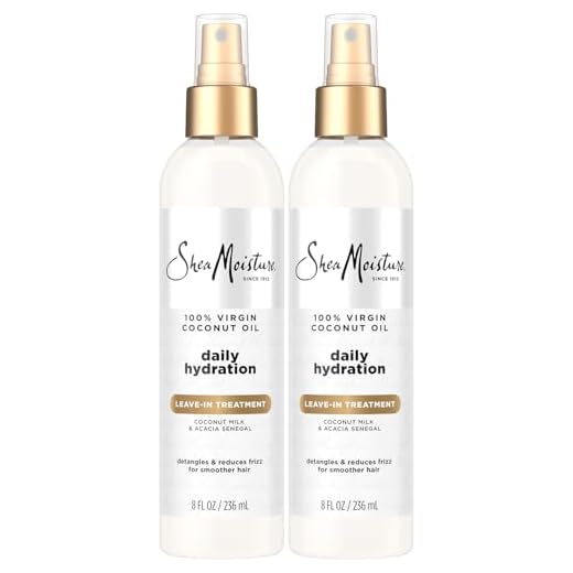 SheaMoisture Curly Hair Products, Leave in Conditioner Spray, 100% Virgin Coconut Oil, Hair Care, Detangler Spray, Shea Butter and Coconut Milk, Anti Frizz Hair Products (Pack of 2-8 Fl Oz Ea)