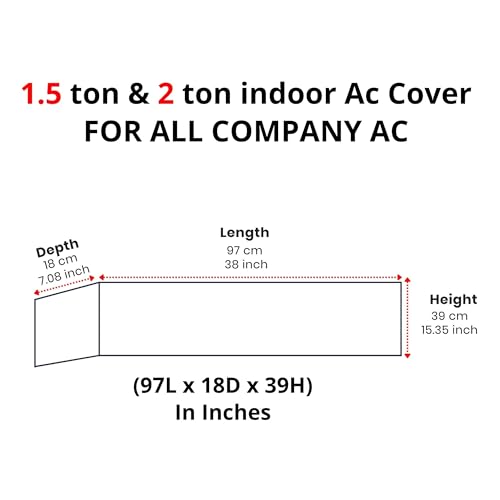 Image of Combo Cotton Net Split AC Cover Indoor Unit for 1.5Ton Capacity AC, Premium Work Indoor AC Dust Protection Cover Designer Summer Ac Cover for 1.5Ton Ac (38 X 15.35 X 7.8 inch, Peach & Brown)