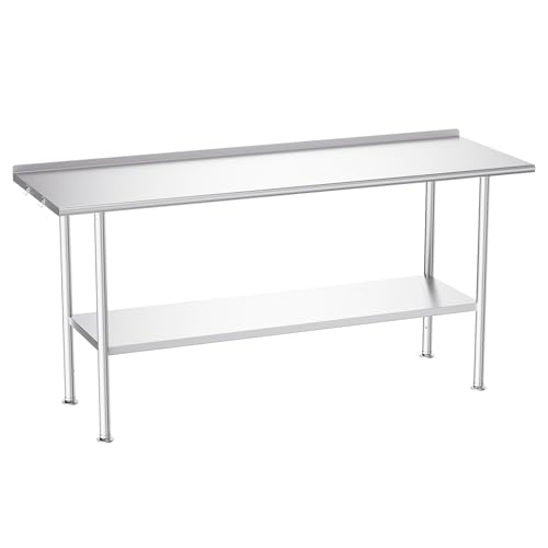 Image of Atelicf NSF Stainless Steel Prep Table 24X72 inch with Backsplash