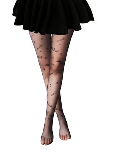 Image of FANCAME Women's Sheer Patterned Tights-Graphic Pantyhose with Trendy Hot Sexy Design