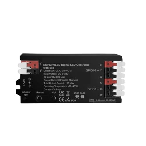 Contrôleur ESP32 WLED résolvant la synchronisation musique pour ruban LED RGB IC