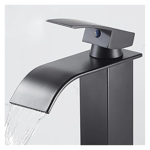 Grifo de lavabo prémium en cascada con diseño de encimera en sofisticado negro mate 6