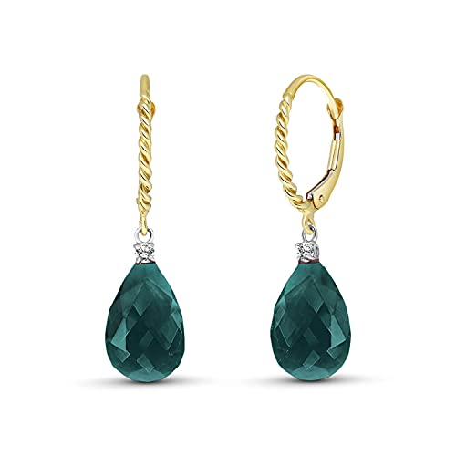 Galaxy Gold GG 14k Solid Gold Leverback Earrings with Diamonds and Emeralds