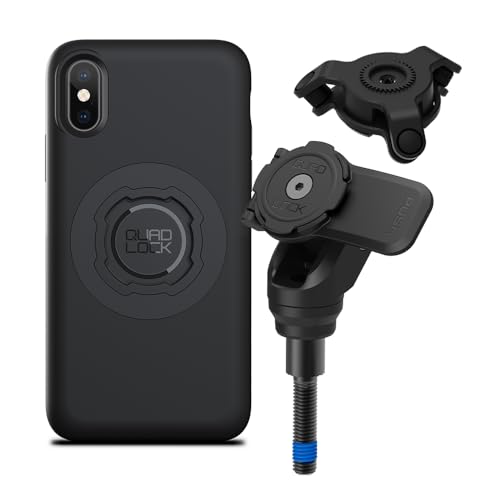 Image of Quad Lock Handlebar Clamp PRO Motorcycle Phone Mount with Vibration Dampener and MAG Phone Case for iPhone X /XS