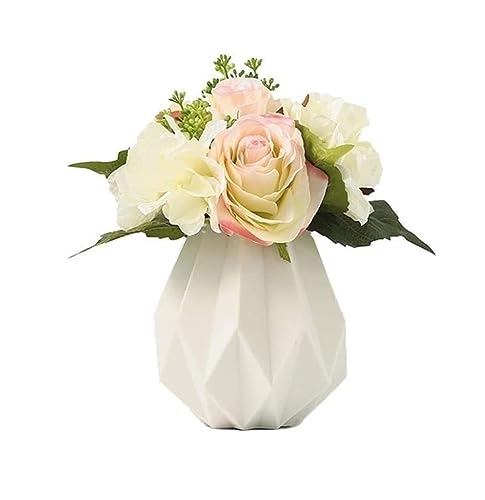 Fleurs artificielles haut de gamme et vase en céramique artisanale origami