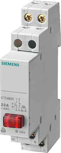 Siemens 5te4 bouton poussoir rouge 2 NA 400 VAC appareillage modulaire DIN
