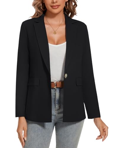 MINTLIMIT Womens Cotton Linen Blazer Long Sleeve Casual Work Office Lightweight Lapel Button Blazers Jacket with Pockets - Main Image