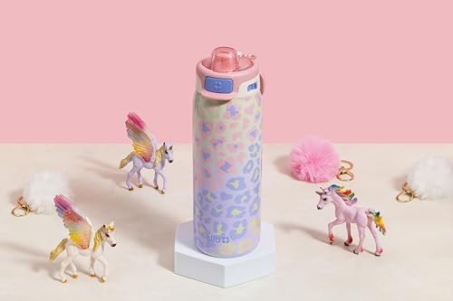 Ello Kids Pop & Fill 18oz Stainless Water Bottle, Sip or Chug, Cheetah - 1