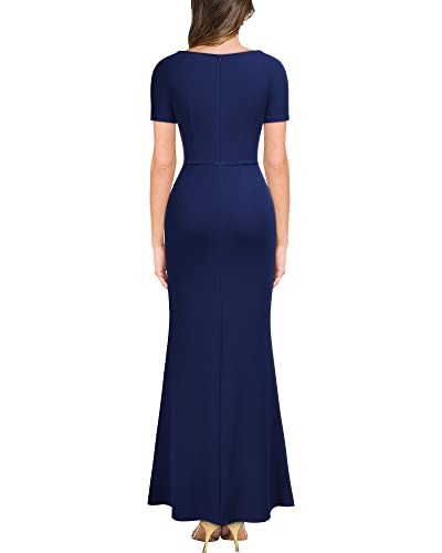 Image of Miusol Women's Deep V-Neck Ruffle Split Evening Prom Long Dress