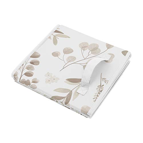 Sweet Jojo Designs Floral Leaf Boy Girl Small Fabric Toy Bin Storage Box Chest For Baby Nursery Kids Room - Ivory Cream Beige Taupe White Gender Neutral Boho Watercolor Botanical Flower Woodland #TOP3