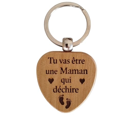 Porte-Clés Cœur en Bois Gravé et Personnalisé – Cadeau...