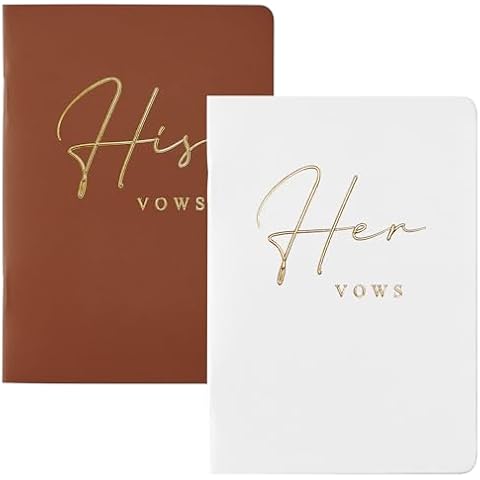 AKITSUMA Vow Books His and Her, Set of 2, Gold Foil Covers, Vow Books for Wedding (Terracotta+White) Cover