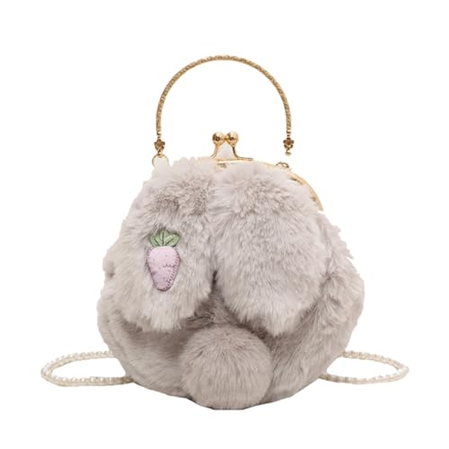 Sac Bandoulière Lapin Peluche - Bourse Dessin Animé Doux, Messager Animal Duveteux, Pochette Portefeuille Jouet Rembourré Kawaii, Kit Main École Voyage...