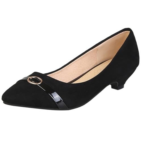 Zapatos de Tacón Bajo para Mujer Puntiagudo Tacón Medio Zapatos Sin Cordones Sencillo Daily Zapatos Q56547Sd Negro Talla 42 EU/44Cn