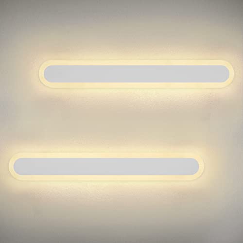 ZINOERS 2PCS Applique Murale Intérieur 14W 1200LM 2700K - 3000K Blanche Chaude Lampe Murale Moderne en Acrylique pour Chambre à Coucher, Salon, Hôtel, Escalier, Allée(Blanc)