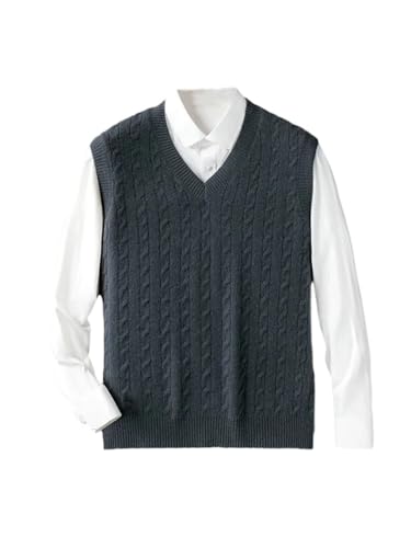 Men's Sleeveless Sweater Vest Solid Wool V-Neck Knitted Tank Top Men's Casual Pullover