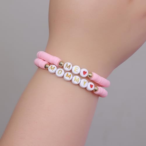 Image of First Day of Preschool Bracelet Back to School Gifts for Kindergarten / Preschool / School Gift Mama and Mini Adjustable Mother Daughter Bracelets as Supplies for Girls to Relieve Study Anxiety