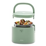 GreenLife 20oz Electric Lunch Box Food Warmer, PFAS & PFOA-Free Ceramic Interior, Portable for Travel & Office, Spill-Proof Lid, Removable Bowl, Dishwasher Safe, Sage Green