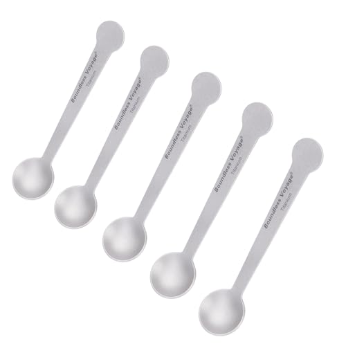 Boundless Voyage Cucchiaini da caffè in titanio, 5 pezzi, cucchiai agitatori, piccoli cucchiai per dessert, tè, zucchero e marmellata, lavastoviglie Safe ti1040t
