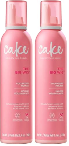 Cake Beauty Volumizing Mousse, The Big Wig - High Volume, Flexible Hold Hair Mousse with 450 F Heat Protection - For All Hair Types - 8.4 oz (Pack of 2)
