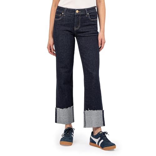 KUT from the Kloth Women's Fay High Rise Fab Ab Straight Leg-roll Up Raw Hem