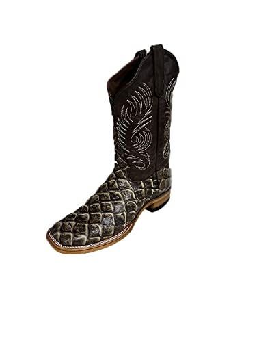 Men’s Rodeo Boots Pirarucu Fish Boots Handcrafted, Botas de Pescado grabadas Cowboys (11, Brown)2