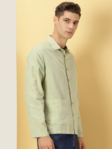 Image of Thomas Scott Men's | Solid | Full Sleeve | Regular Fit | 100% Cotton | Double Pocket | Spread Collar | Casual Shirt
