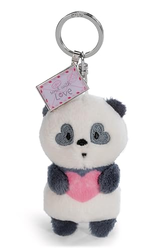 NICI Schlüsselanhänger Love Panda 8cm - schwarz - Treuer-Plüschbegleiter für Rucksack oder Tasche Schlüsselhalter für klein und Groß | 62621